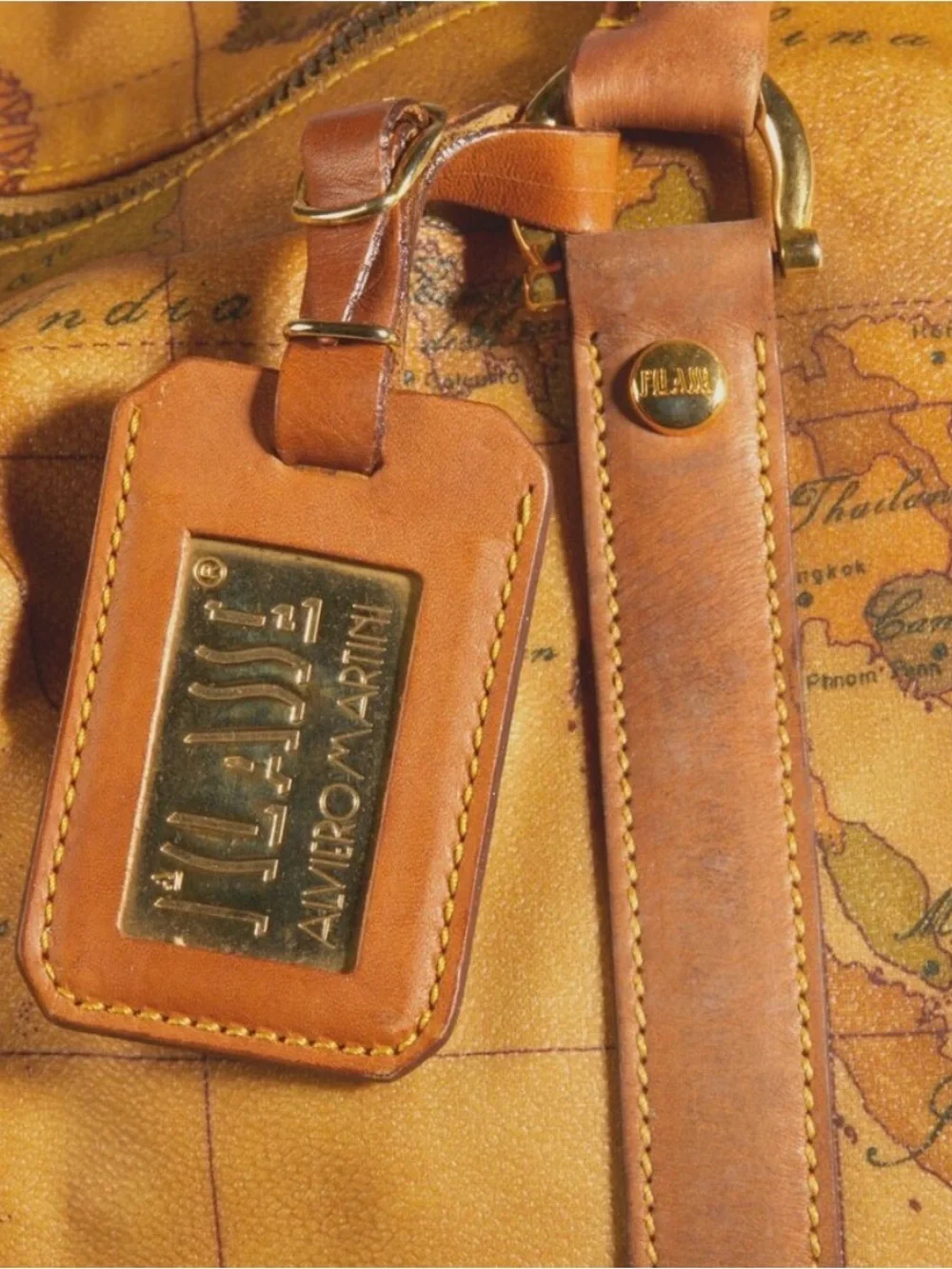 Vintage Alviero Martini 1ª Classe Geo Map Boston Duffle Bag
